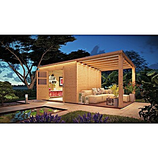 Bertilo Gartenhaus Borkum (Außenmaß inkl. Dachüberstand (B x T): 601 x 306 cm, Holz, Natur)