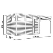 Bertilo Gartenhaus Cubus 3 Lounge (Außenmaß inkl. Dachüberstand (B x T): 240 x 560 cm, Holz, Hellgrau/ Weiß) | BAUHAUS