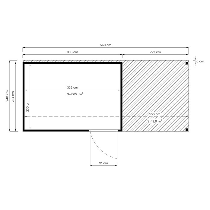 Bertilo Gartenhaus Cubus 3 Lounge (Außenmaß inkl. Dachüberstand (B x T): 240 x 560 cm, Holz, Anthrazit) | BAUHAUS