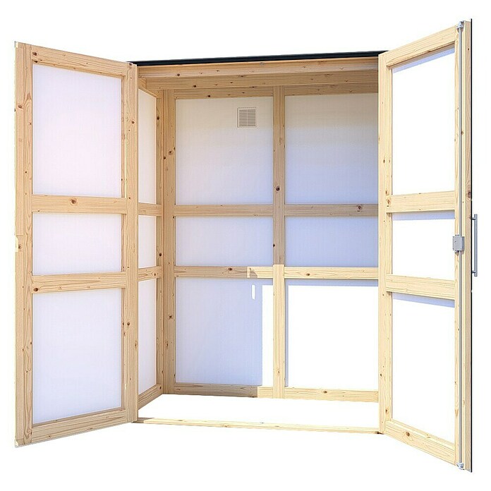 Bertilo Gartenschrank HPL Terrace (Außenmaß inkl. Dachüberstand (B x T): 75 x 155 cm, Holz, Anthrazit, Firsthöhe: 193 cm) | BAUHAUS
