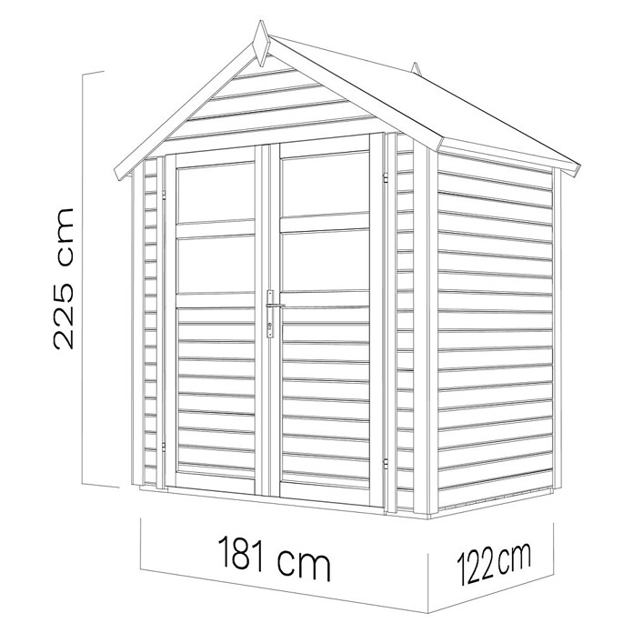 Bertilo Gerätehaus Visby (Außenmaß inkl. Dachüberstand (B x T): 131 x 202 cm, Holz, Hellgrau) | BAUHAUS