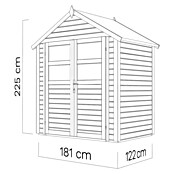 Bertilo Gerätehaus Visby (Außenmaß inkl. Dachüberstand (B x T): 131 x 202 cm, Holz, Hellgrau) | BAUHAUS