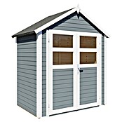 Bertilo Gerätehaus Visby (Außenmaß inkl. Dachüberstand (B x T): 131 x 202 cm, Holz, Hellgrau) | BAUHAUS