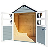 Bertilo Gerätehaus Visby (Außenmaß inkl. Dachüberstand (B x T): 131 x 202 cm, Holz, Hellgrau) | BAUHAUS