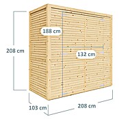 Bertilo Gerätehaus Box 1 (Außenmaß inkl. Dachüberstand (B x T): 110 x 208 cm, Holz, Naturbelassen) | BAUHAUS