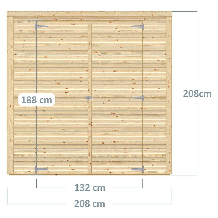Bertilo Gerätehaus Box 1 (Außenmaß inkl. Dachüberstand (B x T): 110 x 208 cm, Holz, Naturbelassen) | BAUHAUS