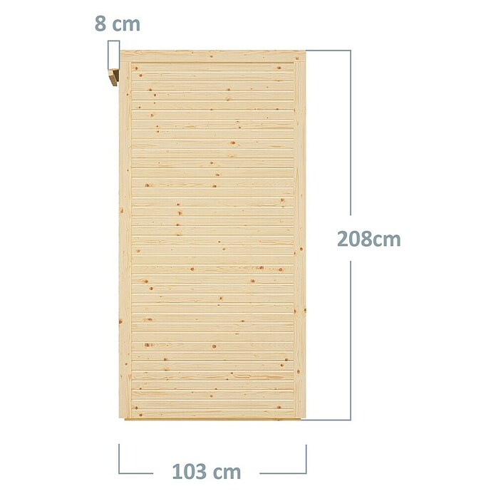Bertilo Gerätehaus Box 1 (Außenmaß inkl. Dachüberstand (B x T): 110 x 208 cm, Holz, Naturbelassen) | BAUHAUS
