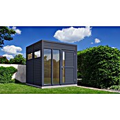 Bertilo Gartenhaus Cubus 2 Office (Außenmaß inkl. Dachüberstand (B x T): 240 x 226 cm, Holz, Anthrazit) | BAUHAUS