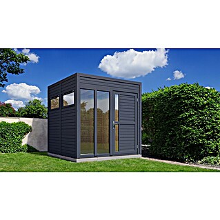Bertilo Gartenhaus Cubus 2 Office (Außenmaß inkl. Dachüberstand (B x T): 240 x 226 cm, Holz, Anthrazit)