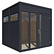 Bertilo Gartenhaus Cubus 2 Office (Außenmaß inkl. Dachüberstand (B x T): 240 x 226 cm, Holz, Anthrazit) | BAUHAUS