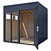 Bertilo Gartenhaus Cubus 2 Office (Außenmaß inkl. Dachüberstand (B x T): 240 x 226 cm, Holz, Anthrazit) | BAUHAUS