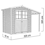 Bertilo Gartenhaus Plexi Apex 2 Plus (Außenmaß inkl. Dachüberstand (B x T): 168 x 338 cm, Holz, Natur, Mit Anbau) | BAUHAUS