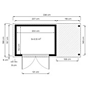 Bertilo Gartenhaus Plexi Apex 2 Plus (Außenmaß inkl. Dachüberstand (B x T): 168 x 338 cm, Holz, Natur, Mit Anbau) | BAUHAUS