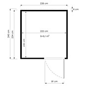Bertilo Gerätehaus Cubus 2 (Außenmaß inkl. Dachüberstand (B x T): 240 x 226 cm, Holz, Anthrazit) | BAUHAUS