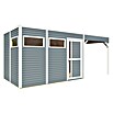 Bertilo Gartenhaus Cubus 3 Lounge (Außenmaß inkl. Dachüberstand (B x T): 240 x 560 cm, Holz, Hellgrau/ Weiß) | BAUHAUS
