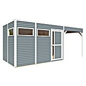 Bertilo Gartenhaus Cubus 3 Lounge (Außenmaß inkl. Dachüberstand (B x T): 240 x 560 cm, Holz, Hellgrau/ Weiß) | BAUHAUS