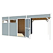Bertilo Gartenhaus Cubus 3 Lounge (Außenmaß inkl. Dachüberstand (B x T): 240 x 560 cm, Holz, Hellgrau/ Weiß) | BAUHAUS