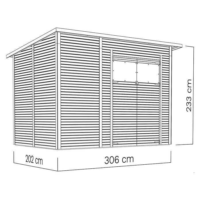 Bertilo Gerätehaus Pent Modern (Außenmaß inkl. Dachüberstand (B x T): 232 x 418 cm, Holz, Naturbelassen) | BAUHAUS