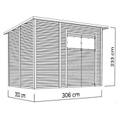 Bertilo Gerätehaus Pent Modern (Außenmaß inkl. Dachüberstand (B x T): 232 x 418 cm, Holz, Naturbelassen) | BAUHAUS