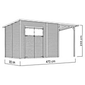 Bertilo Gerätehaus Pent Modern Plus (Außenmaß inkl. Dachüberstand (B x T): 231 x 501 cm, Holz, Natur) | BAUHAUS