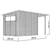 Bertilo Gerätehaus Pent Modern Plus (Außenmaß inkl. Dachüberstand (B x T): 231 x 501 cm, Holz, Natur) | BAUHAUS