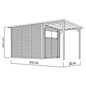 Bertilo Gerätehaus Pent Modern Plus (Außenmaß inkl. Dachüberstand (B x T): 231 x 501 cm, Holz, Natur) | BAUHAUS