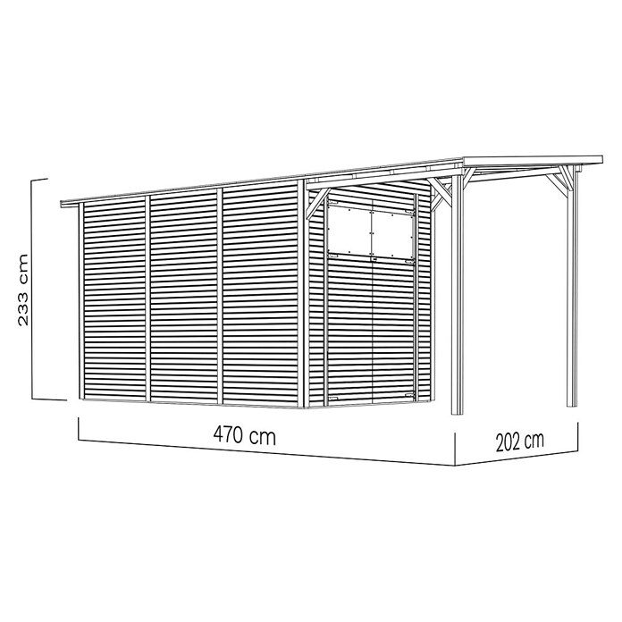 Bertilo Gerätehaus Pent Modern Plus (Außenmaß inkl. Dachüberstand (B x T): 231 x 501 cm, Holz, Natur) | BAUHAUS