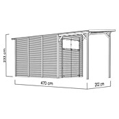 Bertilo Gerätehaus Pent Modern Plus (Außenmaß inkl. Dachüberstand (B x T): 231 x 501 cm, Holz, Natur) | BAUHAUS