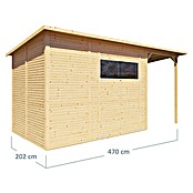 Bertilo Gerätehaus Pent Modern Plus (Außenmaß inkl. Dachüberstand (B x T): 231 x 501 cm, Holz, Natur) | BAUHAUS