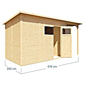Bertilo Gerätehaus Pent Modern Plus (Außenmaß inkl. Dachüberstand (B x T): 231 x 501 cm, Holz, Natur) | BAUHAUS