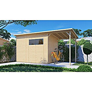 Bertilo Gerätehaus Pent Modern Plus (Außenmaß inkl. Dachüberstand (B x T): 231 x 501 cm, Holz, Natur)
