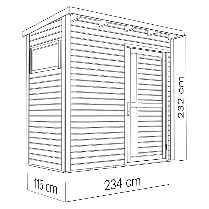 Bertilo Gerätehaus Pentus 1 (Außenmaß inkl. Dachüberstand (B x T): 143 x 246 cm, Holz, Anthrazit) | BAUHAUS