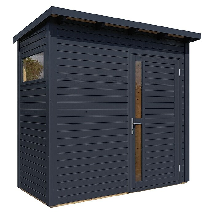 Bertilo Gerätehaus Pentus 1 (Außenmaß inkl. Dachüberstand (B x T): 143 x 246 cm, Holz, Anthrazit) | BAUHAUS