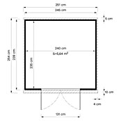 Bertilo Gerätehaus Alster (Außenmaß inkl. Dachüberstand (B x T): 254 x 251 cm, Holz, Natur) | BAUHAUS