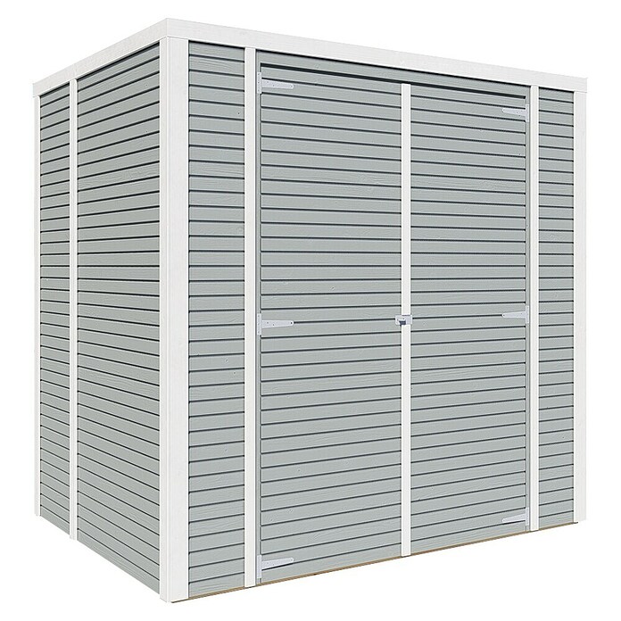 Bertilo Gerätehaus Box 2 (Außenmaß inkl. Dachüberstand (B x T): 170 x 170 cm, Holz, Grau) | BAUHAUS