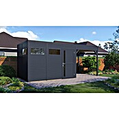 Bertilo Gartenhaus Cubus 3 Lounge (Außenmaß inkl. Dachüberstand (B x T): 240 x 560 cm, Holz, Anthrazit) | BAUHAUS