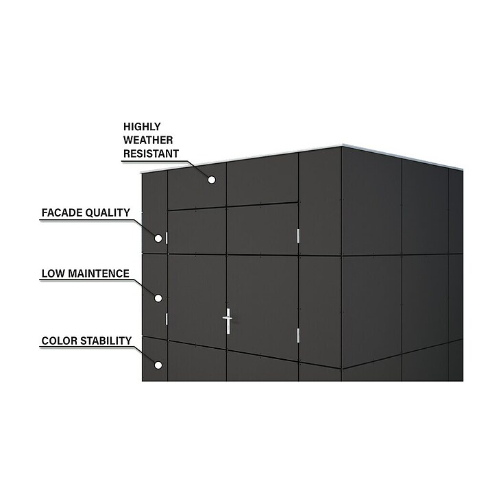 Bertilo Gerätehaus HPL 1 (Außenmaß inkl. Dachüberstand (B x T): 236 x 230 cm, Holz, Braun) | BAUHAUS