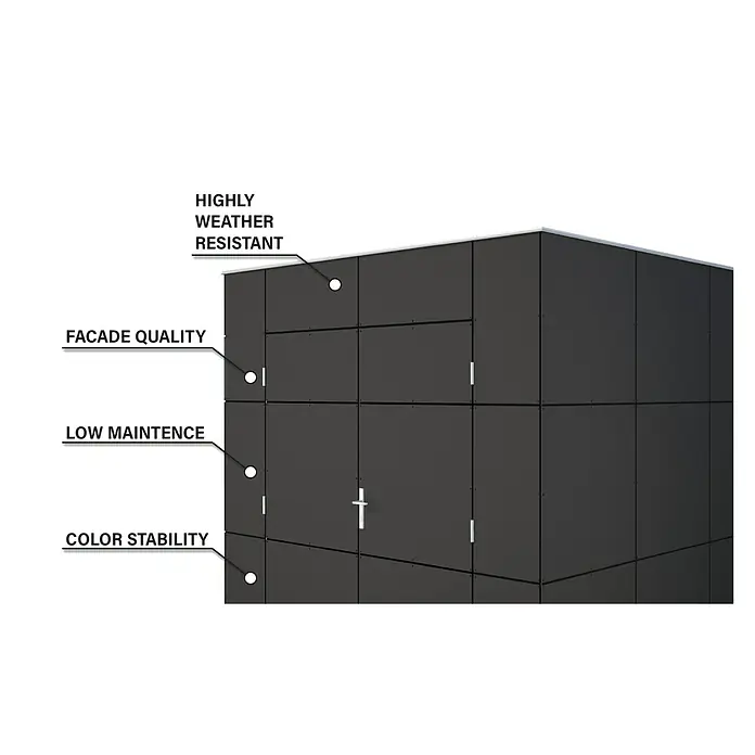Bertilo Gerätehaus HPL 1 - Außenmaß inkl. Dachüberstand (B x T): 236 x 230 cm, Holz - Fassadenverkleidung mit hervorragender Wetterbeständigkeit, Fassadenqualität, geringem Wartungsaufwand und Farbstabilität für eine langlebige Gebäudehülle.