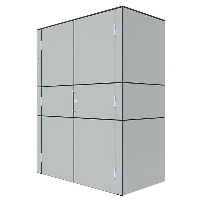 Bertilo Gartenschrank HPL Terrace (Außenmaß inkl. Dachüberstand (B x T): 75 x 155 cm, Holz, Silbergrau, Firsthöhe: 193 cm) | BAUHAUS