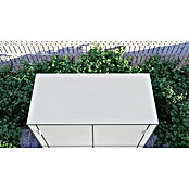 Bertilo Gartenschrank HPL Terrace (Außenmaß inkl. Dachüberstand (B x T): 75 x 155 cm, Holz, Silbergrau, Firsthöhe: 193 cm) | BAUHAUS