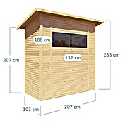 Bertilo Gerätehaus Pent Modern (Außenmaß inkl. Dachüberstand (B x T): 137 x 252 cm, Holz, Natur) | BAUHAUS