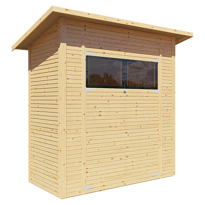 Bertilo Gerätehaus Pent Modern (Außenmaß inkl. Dachüberstand (B x T): 137 x 252 cm, Holz, Natur) | BAUHAUS