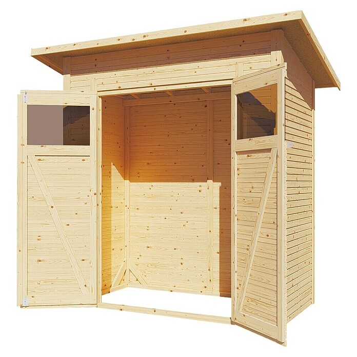 Bertilo Gerätehaus Pent Modern (Außenmaß inkl. Dachüberstand (B x T): 137 x 252 cm, Holz, Natur) | BAUHAUS