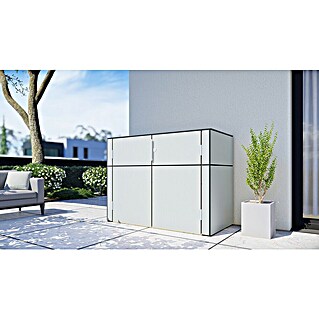 Bertilo Gartenschrank HPL Terrace (Außenmaß inkl. Dachüberstand (B x T): 75 x 155 cm, Holz, Silbergrau)