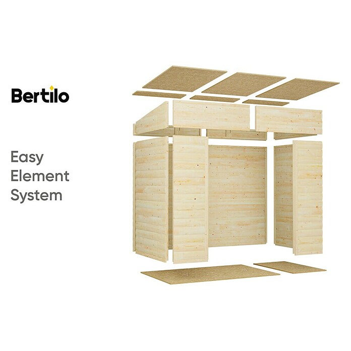 Bertilo Gerätehaus Alster (Außenmaß inkl. Dachüberstand (B x T): 139 x 251 cm, Holz, Natur) | BAUHAUS