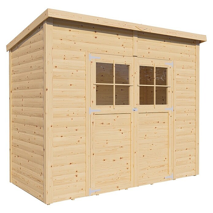 Bertilo Gerätehaus Alster (Außenmaß inkl. Dachüberstand (B x T): 139 x 251 cm, Holz, Natur) | BAUHAUS