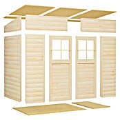 Bertilo Gerätehaus Alster (Außenmaß inkl. Dachüberstand (B x T): 139 x 251 cm, Holz, Natur) | BAUHAUS