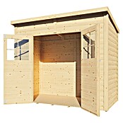 Bertilo Gerätehaus Alster (Außenmaß inkl. Dachüberstand (B x T): 139 x 251 cm, Holz, Natur) | BAUHAUS