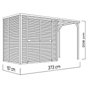 Bertilo Gerätehaus Box 2 mit Anbau (Außenmaß inkl. Dachüberstand (B x T): 170 x 170 cm, Holz, Naturbelassen) | BAUHAUS