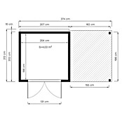 Bertilo Gerätehaus Box 3 mit Anbau (Außenmaß inkl. Dachüberstand (B x T): 212 x 207 cm, Holz, Naturbelassen) | BAUHAUS